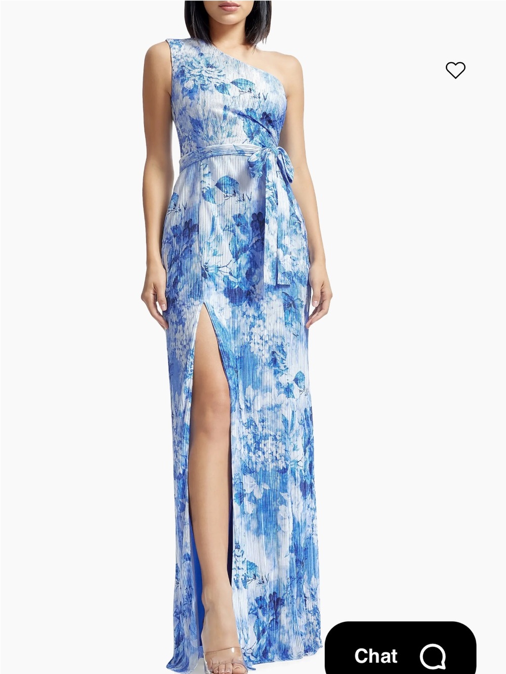 Dress the Population Light Blue and White One-Shoulder Maxi Dress